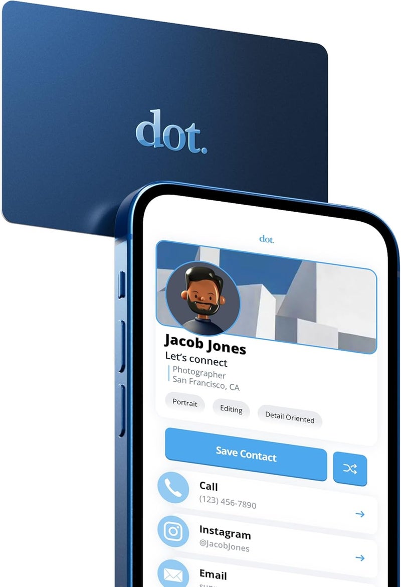 Dot . Card - Digital Business Card - Tap Compatible with iPhone & Android (Blue) - Image 1